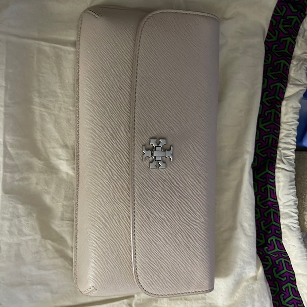 Tory Burch dusty pink clutch